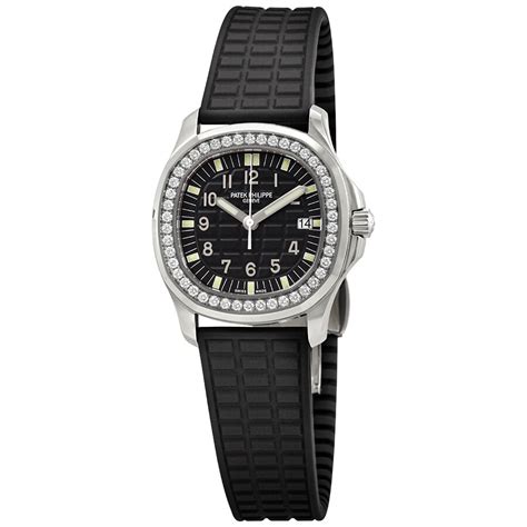 Patek Philippe Aquanaut Black Dial Black Rubber Ladies Watch 